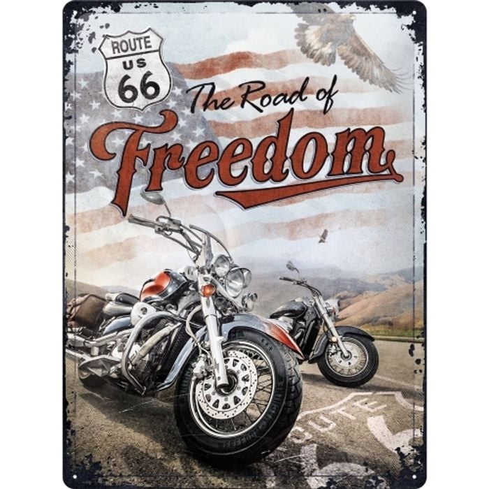 Nostalgic Art Route 66 Freedom 30x40cm Large Metal Tin Sign