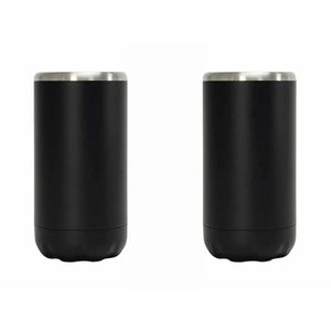 2pk Annabel Trends 14.5cm Stainless Steel Can Cooler Skinny - Black