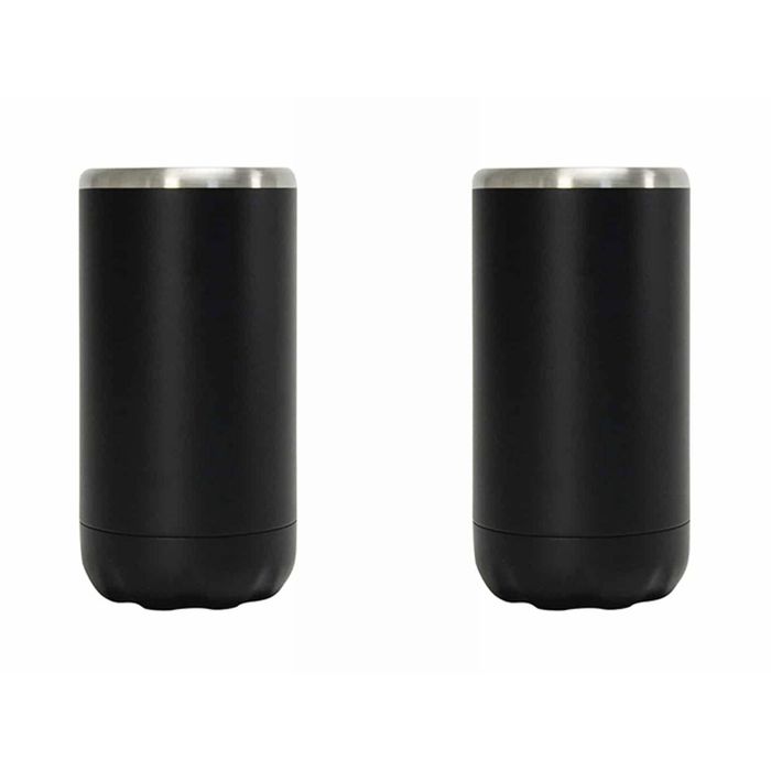 2pk Annabel Trends 14.5cm Stainless Steel Can Cooler Skinny - Black