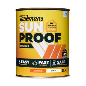 Taubmans 1L White Low Sheen Sunproof Exterior Paint