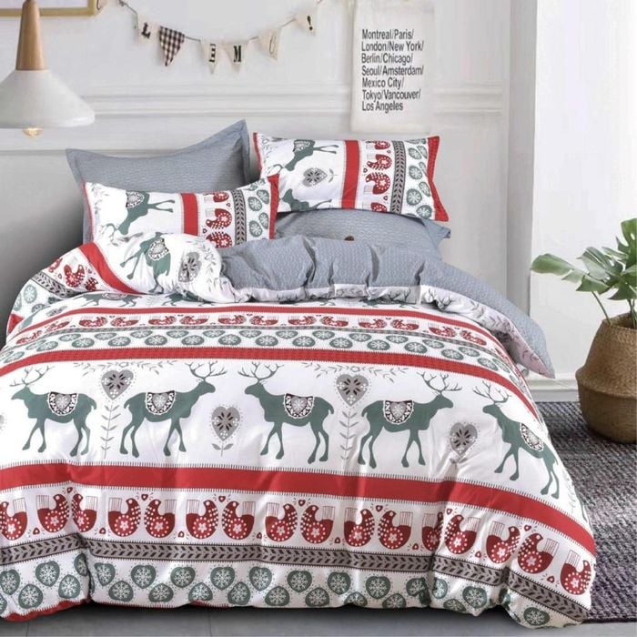 Dreamfields Single Reindeer Love CHRISTMAS Design Quilt Cover Set