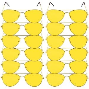 12x Yellow Aviator Party Glasses – Fun Novelty Accessory Australia Day Green Gold Bulk