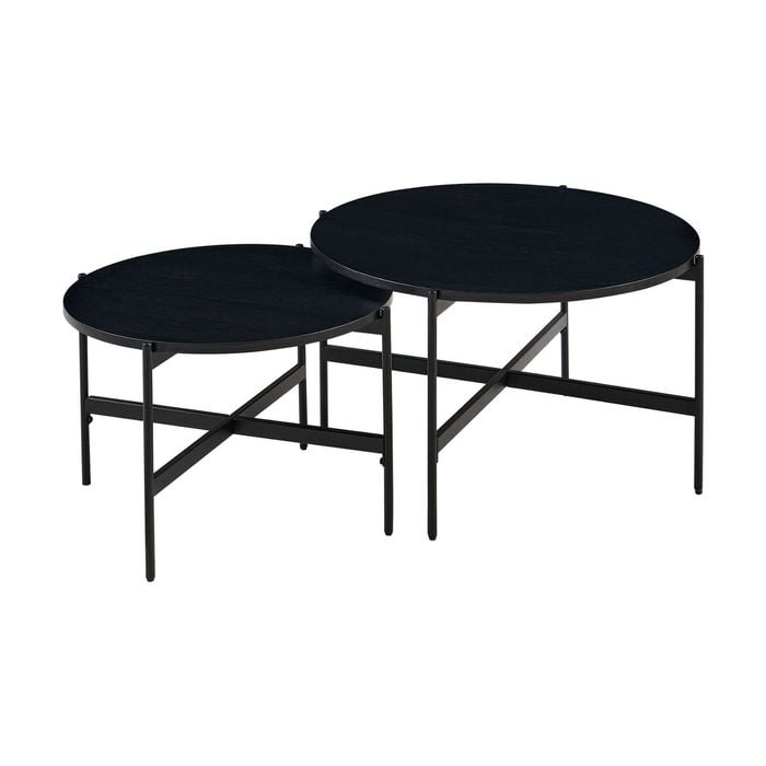 Montrel Set Of 2 Nesting Round Coffee Tables Black