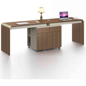 Modern Furniture ANDERSON 2 People Workstation 2.4M - Hazelnut & Beige