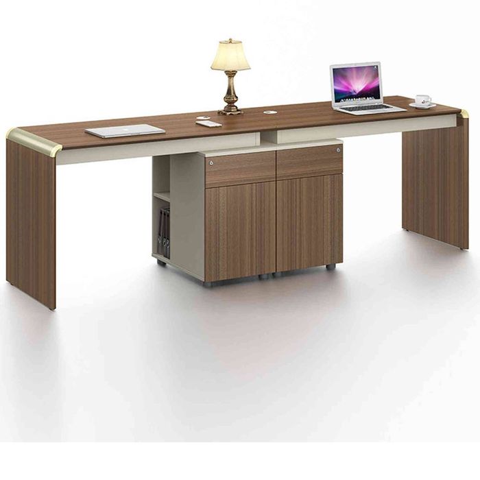 Modern Furniture ANDERSON 2 People Workstation 2.4M - Hazelnut & Beige
