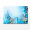Blue & Gold Liquid Abstract Print 100% Australian Made 180x120cm (Stretched Canvas)