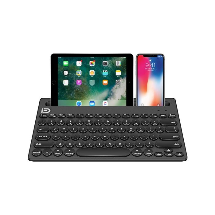 Rechargeable Wireless Bluetooth Keyboard Tablet Mount Holder - Black