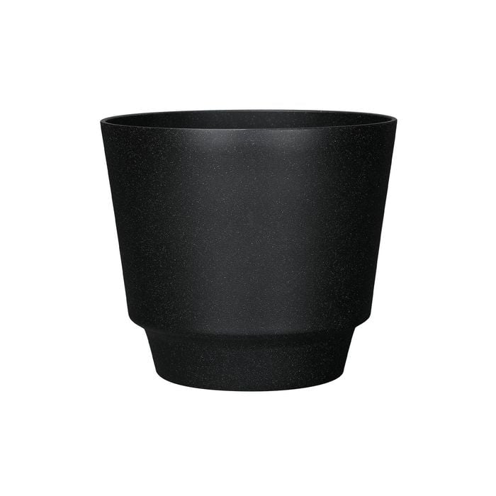 Respect 20cm Black Stone-Look Round Calais Self Watering Plastic Pot