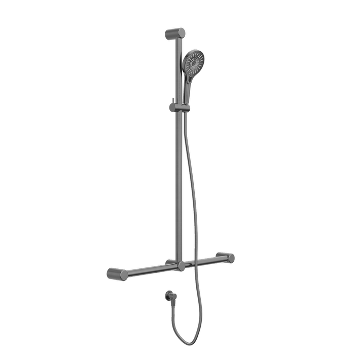 Nero Mecca Care 32mm T Bar Grab Rail And Adjustable Shower Set Gun Metal -