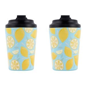 2PK Splosh Sip By Splosh Lemon S/Steel Coffee Cup 380ml