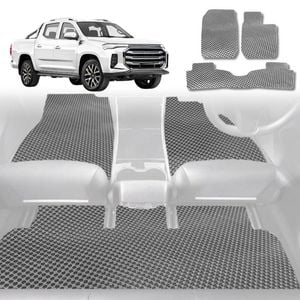 6D Diamond Car Floor Mats for LDV T60 Max 2017-Current-Full Set-Grey-Outback GT