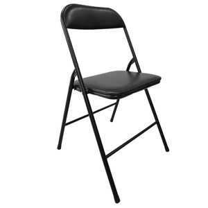 Marquee Black Vinyl Padded Folding Chair