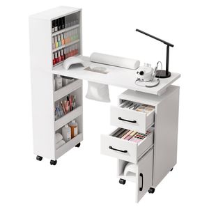 Artiss Manicure Table Nail Desk Salon White