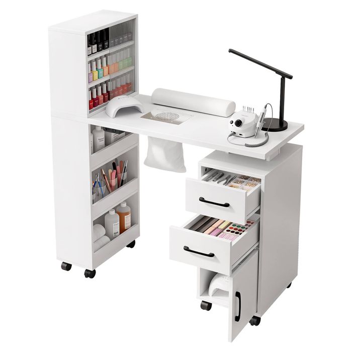 Artiss Manicure Table Nail Desk Salon White