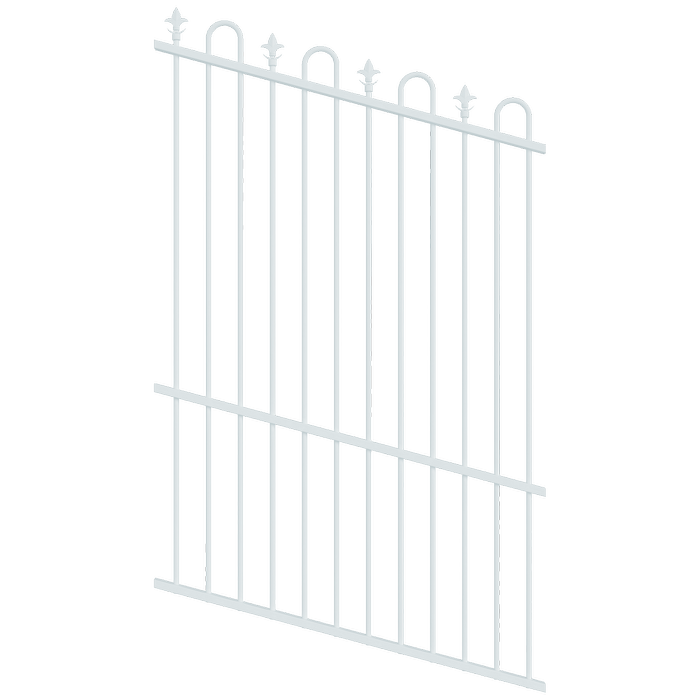 ProtectorAl 0350-1200W x 1800H Pearl White Loop & Spear Top Pool Fence Panel Raked Up to 15º