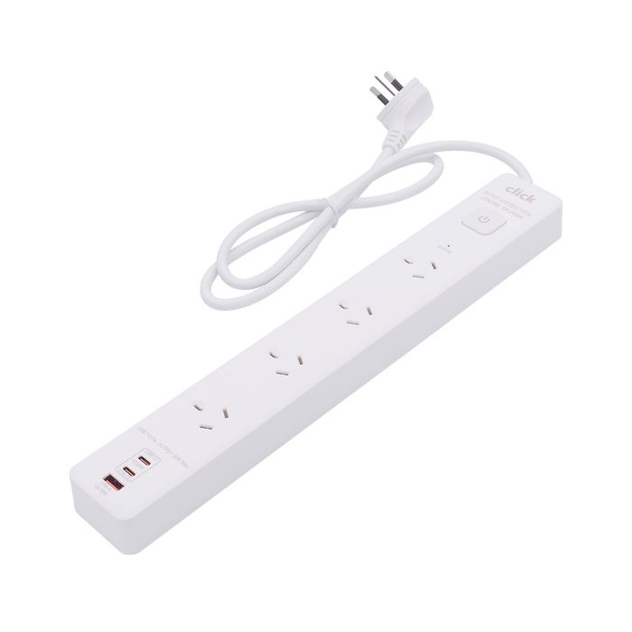 Click 4 Outlet Power Board with PD20W USB Charger