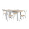 Oikiture 5PCS Dining Set 160cm Extendable Dining Table with Dining Chairs Crossback White