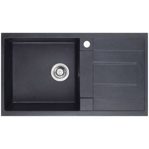 SINX Black Noir Single Bowl And Drainer Sink Noir860R