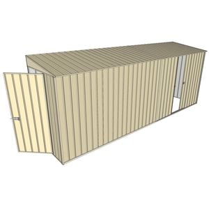 Build-A-Shed 1.2 x 5.2 x 2.0m Tunnel Shed Tunnel Hinged Door with 1 Sliding Side Door - Cream