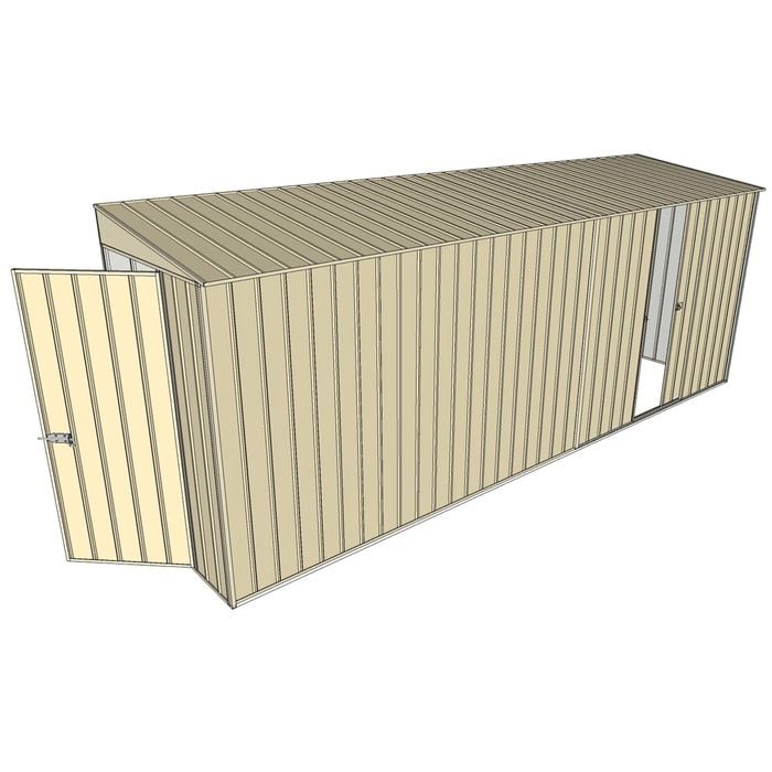 Build-A-Shed 1.2 x 5.2 x 2.0m Tunnel Shed Tunnel Hinged Door with 1 Sliding Side Door - Cream