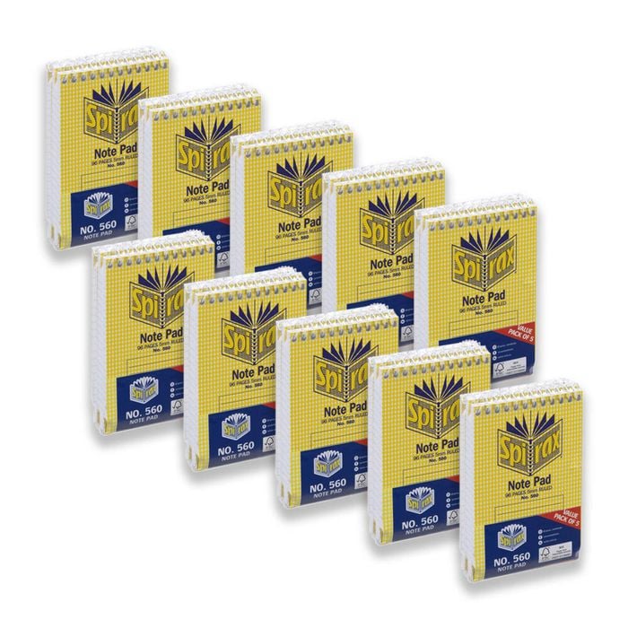 10x 5pc Spirax 560 Note Pad Ruled Notebook School Stationery 11x8cm 96-page Yllw