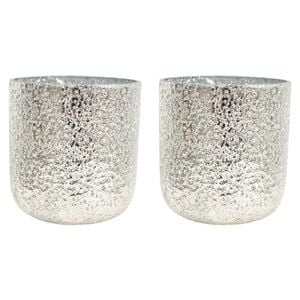 2PK LVD Glass Votive Candle Holder Home Decor 15cm Gold Shimmer