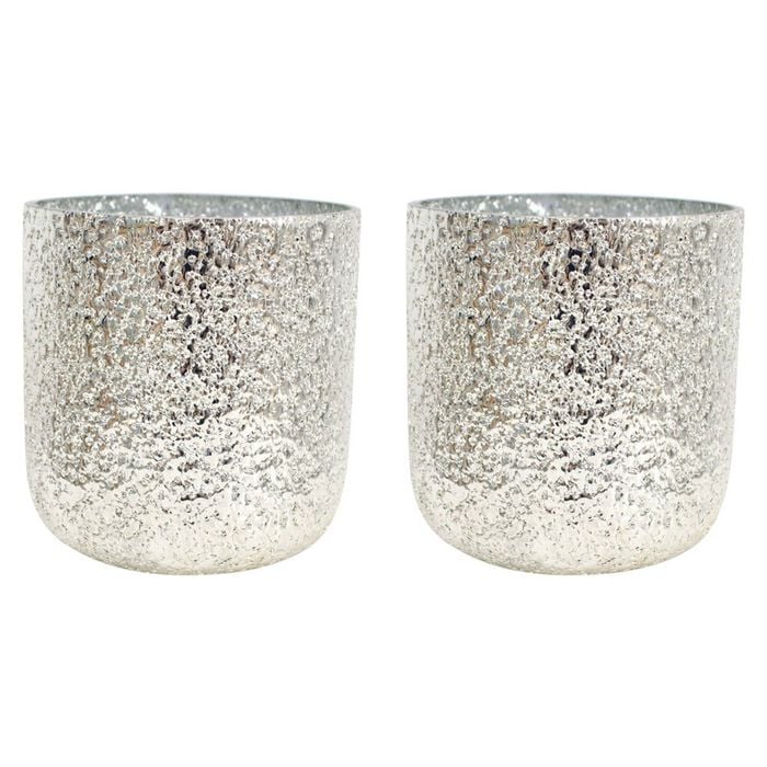 2PK LVD Glass Votive Candle Holder Home Decor 15cm Gold Shimmer