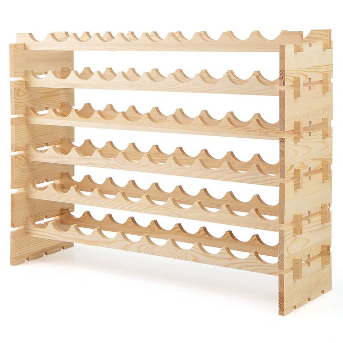 Costway 60 Bottles Wine Rack 6 Tiers Stackable Free Standing Wine Storage Rack-Brown