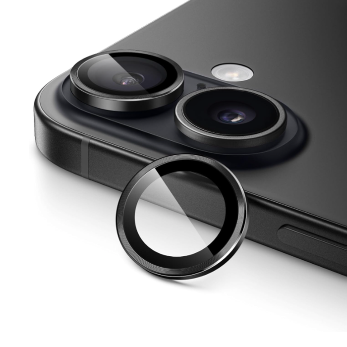 Metal Camera Lens Glass Individual Eagle Protector Cover - For Apple iPhone 17 (Black)