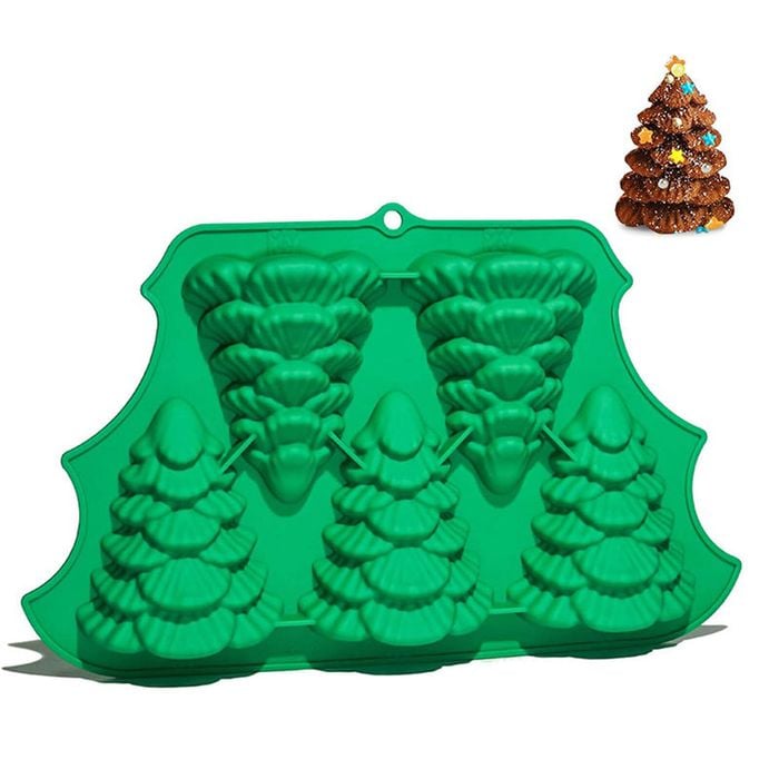 Catzon 3D Christmas Tree Ice Cube Trays Great for Chocolate Cake-DarkGreen