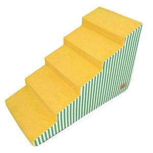 P&P Bright Yellow Five Step Dog Ramp Foam Stairs For Tall Beds And Sofas