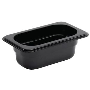 Vogue Gastronorm Container Gn 1/9 Black Polycarbonate 65mm Depth Food Storage Tray