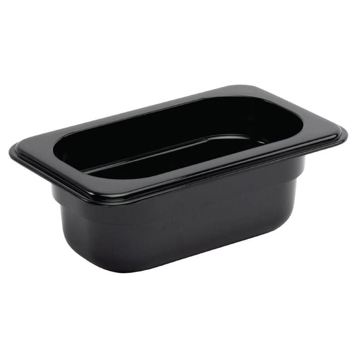 Vogue Gastronorm Container Gn 1/9 Black Polycarbonate 65mm Depth Food Storage Tray