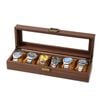 Catzon Watch Box Organizer Retro Wood Grain Watch Display Case With Glass Top-6slot