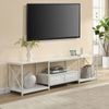 Homfurn TV Unit With Fabric Drawers, Entertainment Unit With Open Shelves, White
