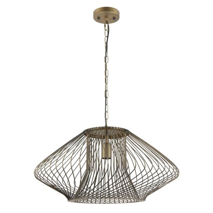 Cla Lighting Parrilla Interior Oval Cage Iron Pendant Light Od600mm Imitation Antique Brass
