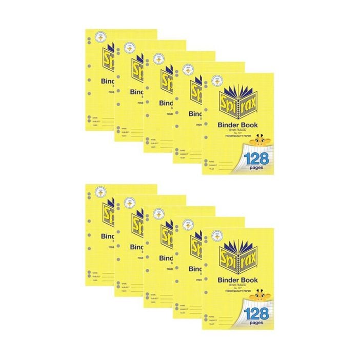 10pk Spirax 127 A4 Binder 70gsm School Writing Notebook 128 Pages