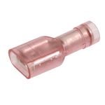 Narva 2.5-3mm / 6.3 x 0.8mm (1/4") Red Double Crimped Transparent Polycarbonate Fully Insulated Female Blade Terminal - 10 Pack
