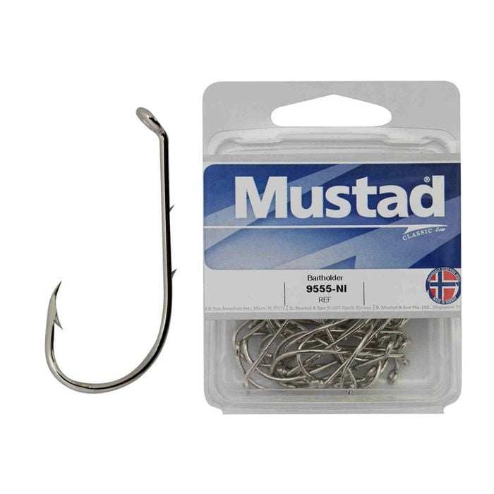 Mustad 9555b - Size 6 Qty 50 Beaked Baitholder Nickle Plated Fishing Hooks