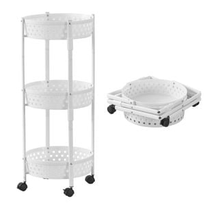 BRIBRION 3-Tier Foldable Rolling Cart Trolley 35x35x88cm White