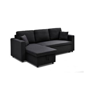 Multifunctional Sofa Bed Fabric Upholstery Chaise Section Comfy Cushions Armrests In Black