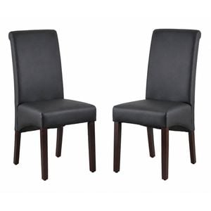 2x Dining Chairs Solid Wooden Black PU Leather
