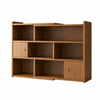 Foret Extendable Bookshelf 60-110cm Wood Display Cabinet W/2 Doors