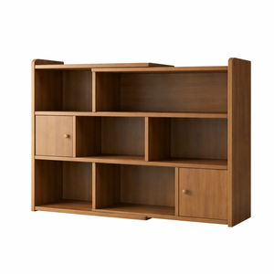 Foret Extendable Bookshelf 60-110cm Wood Display Cabinet W/2 Doors