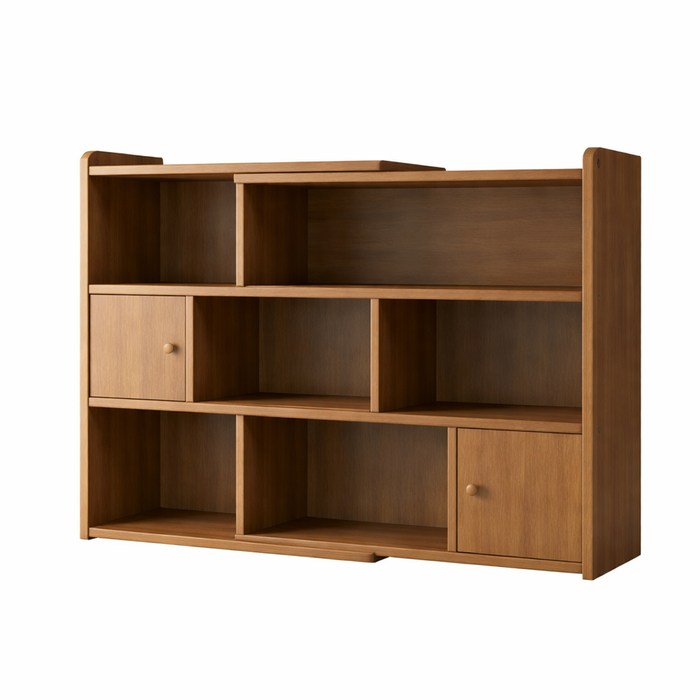 Foret Extendable Bookshelf 60-110cm Wood Display Cabinet W/2 Doors