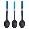 3PK Tasty Plastic Solid Spoon Cooking Utensil 34cm Black/Blue