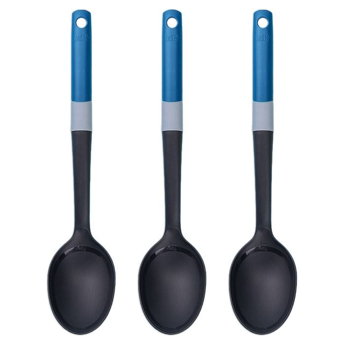 3PK Tasty Plastic Solid Spoon Cooking Utensil 34cm Black/Blue