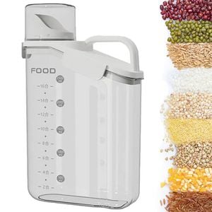 Catzon 2.5L Cereal Storage Container with Pouring Spout for Rice Nuts Beans-White