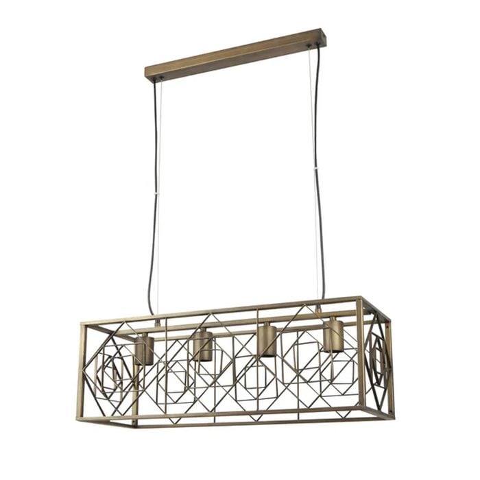 Cla Lighting Gaggia Interior Rectangular Cage Pendant Light Imitation Antique Brass