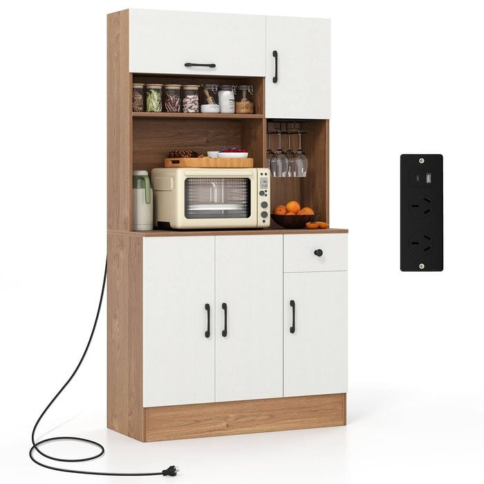 Costway Sideboard Buffet Storage Cabinet Natural 1.7m